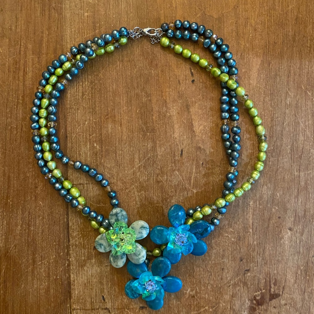 Bangle Bangle by Amrita Singh Blue and Green Flower Necklace